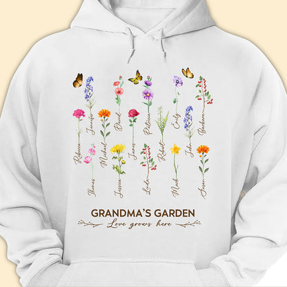 Grandma's Garden Birth Month Flower Personalized Shirt For Grandma