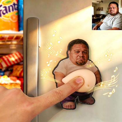 Personalized Squishy Photo & Music Fridge Magnet – Squeeze Belly Magnet with Built-in Sound, Gifts For Men