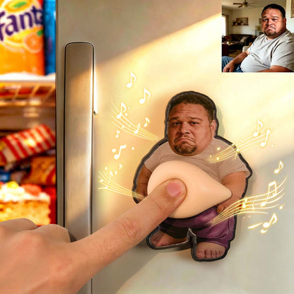 Personalized Squishy Photo & Music Fridge Magnet – Squeeze Belly Magnet with Built-in Sound, Gifts For Men
