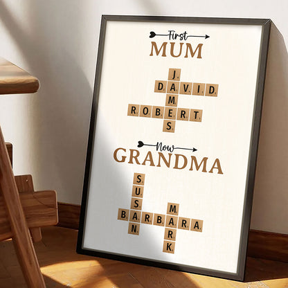 Now Grandma Crossword Puzzle Poster Personalized Gift For Grandma
