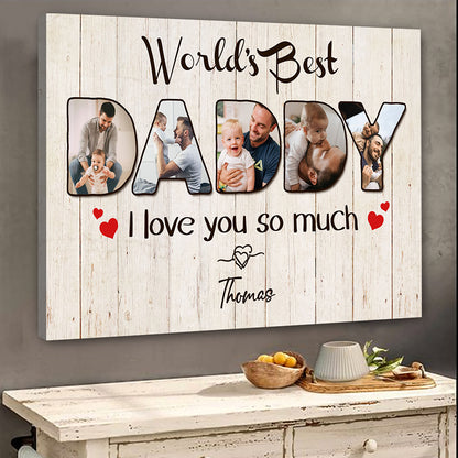 World's Best Daddy Personalized Photo Canvas Gift For Dad