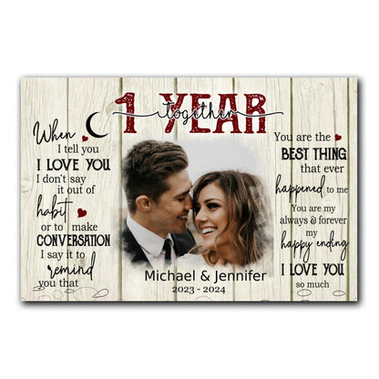 I Love You So Much Canvas Personalized Photo 1st Anniversary Gift For Couple