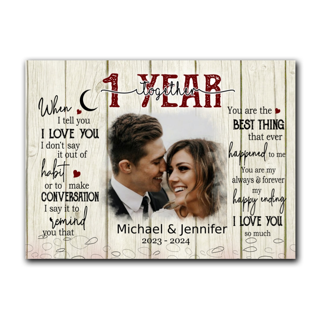I Love You So Much Canvas Personalized Photo 1st Anniversary Gift For Couple