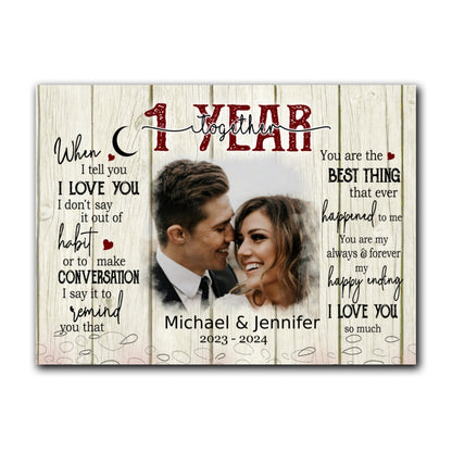 I Love You So Much Canvas Personalized Photo 1st Anniversary Gift For Couple