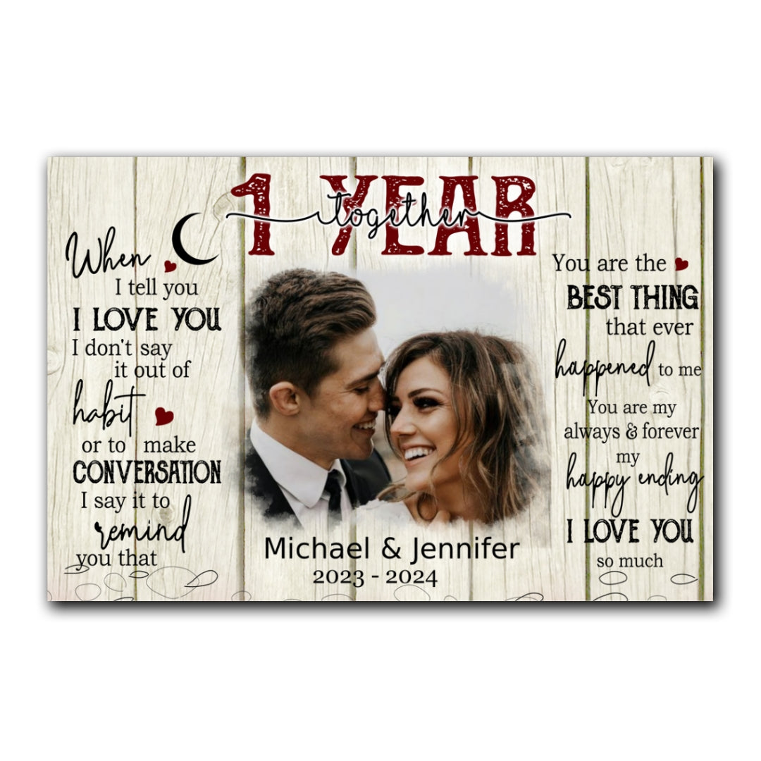 I Love You So Much Canvas Personalized Photo 1st Anniversary Gift For Couple