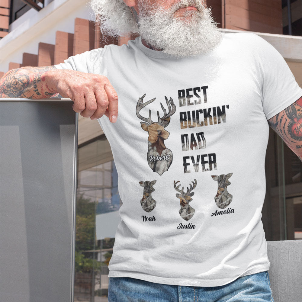 Best Buckin' Dad Ever Personalized Shirt Gift For Dad, Hunting Lovers