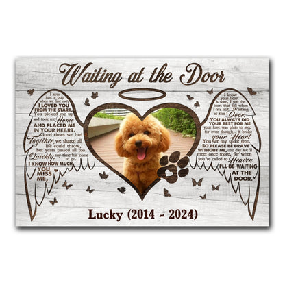 Dog Waiting At The Door Gift Pet Memorial Personalized Canvas