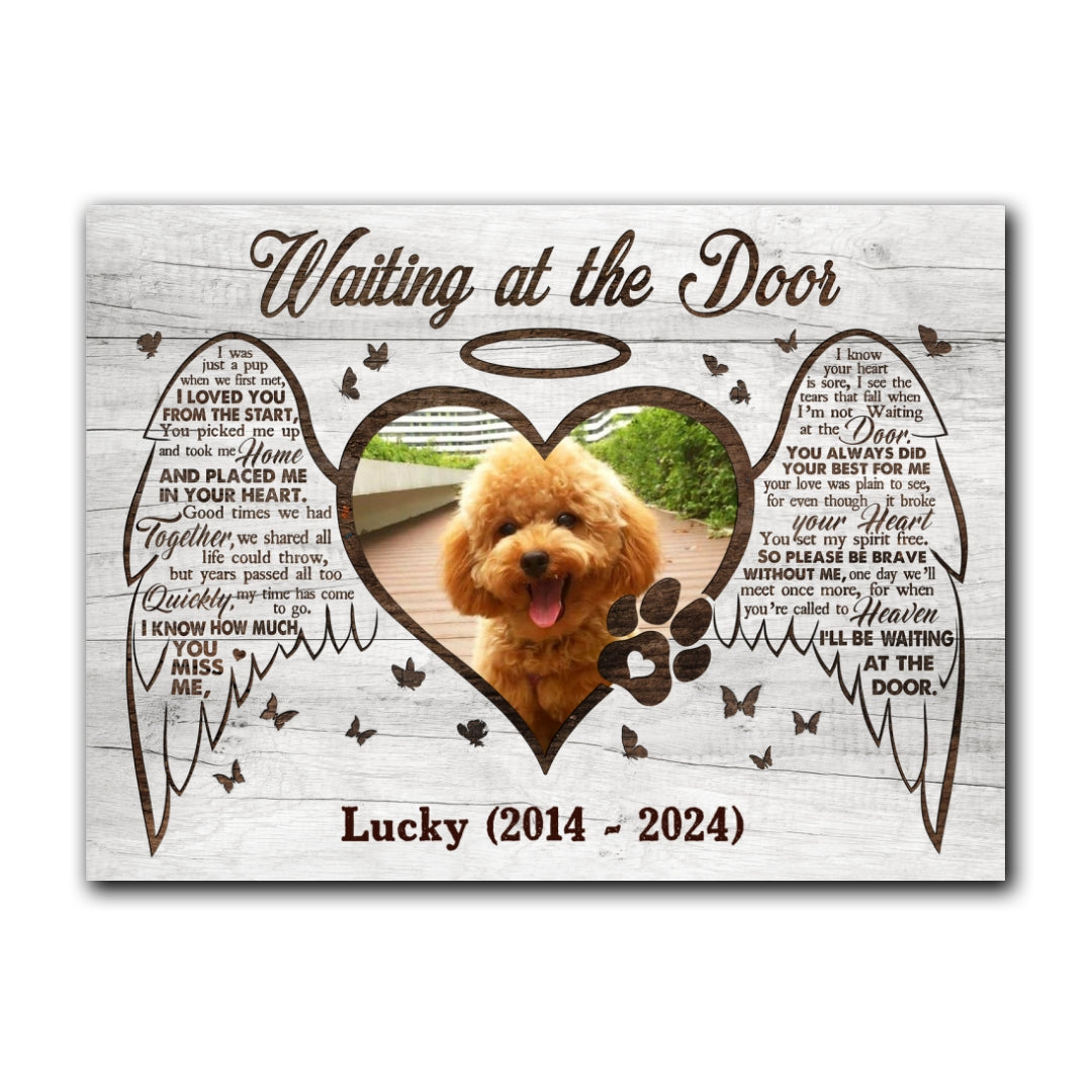 Dog Waiting At The Door Gift Pet Memorial Personalized Canvas
