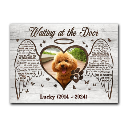 Dog Waiting At The Door Gift Pet Memorial Personalized Canvas