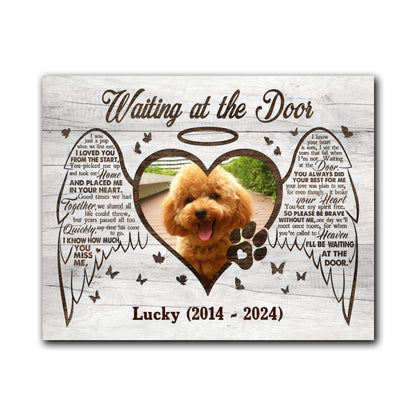 Dog Waiting At The Door Gift Pet Memorial Personalized Canvas