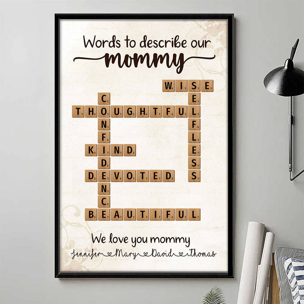 Words To Describe Mommy Crossword Poster Personalized Gift For Mom