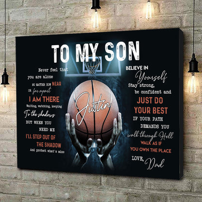 Personalized Basketball Gift To My Son From Dad Canvas Gift For Son