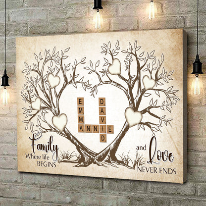 Love Never Ends Crossword Canvas Personalized Gifts For Family