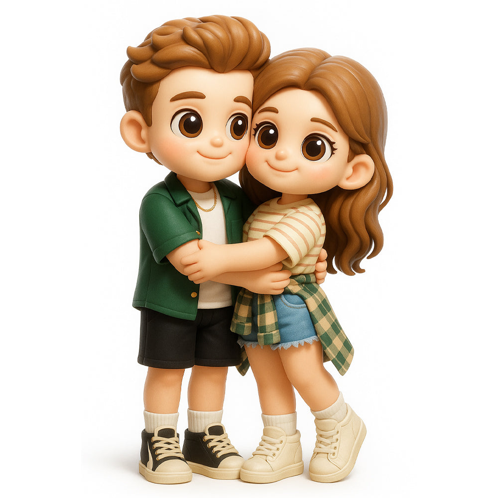 Custom Couple 3D Mini Figure with Photo - Personalized Gift For Couple
