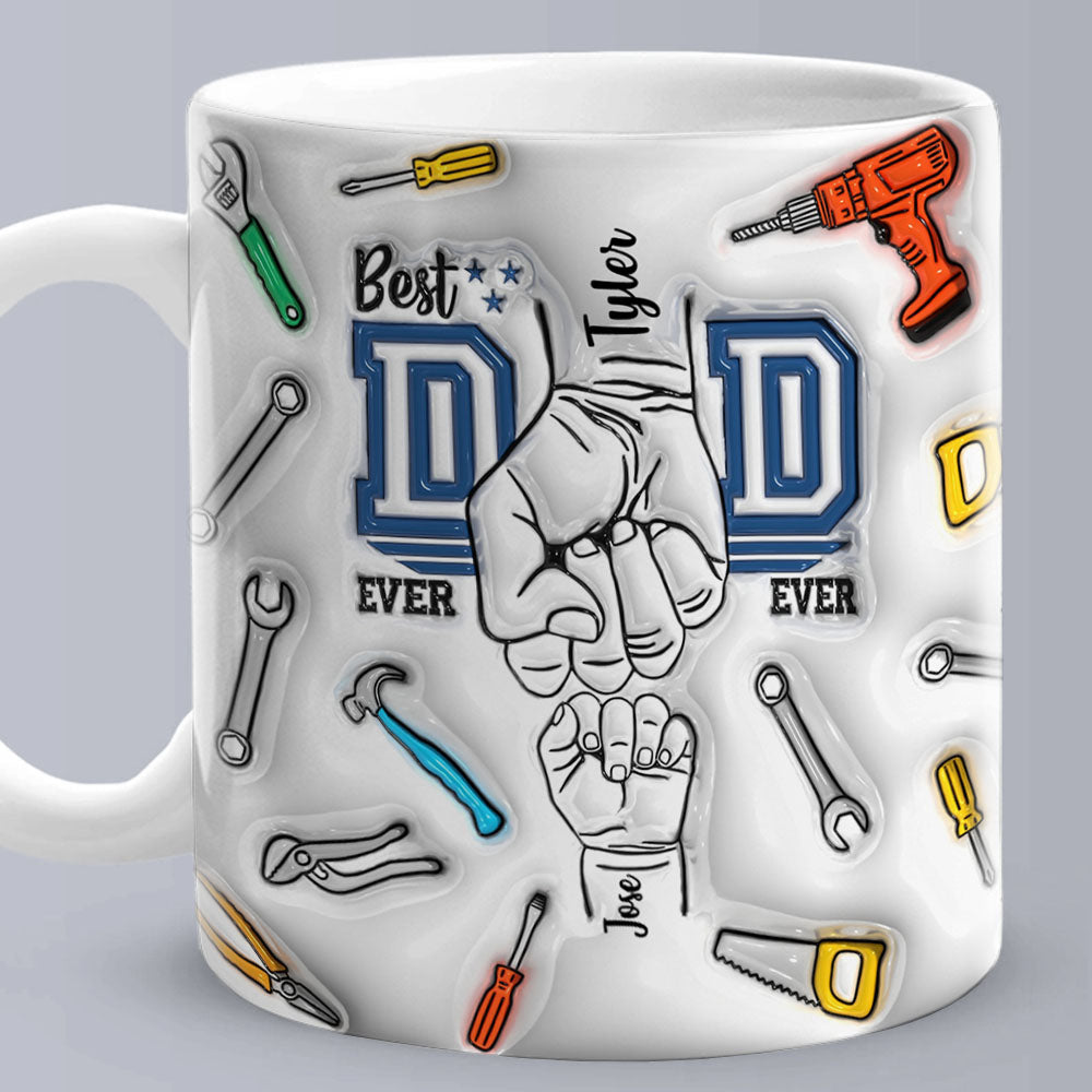 Personalized Names 3D Inflated Effect Printed Mug - Custom Gifts For Dad