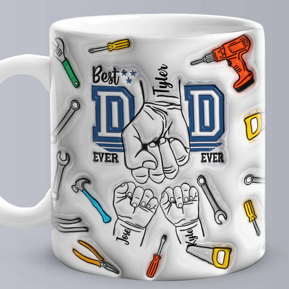 Personalized Names 3D Inflated Effect Printed Mug - Custom Gifts For Dad
