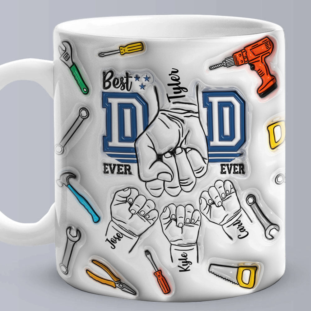 Personalized Names 3D Inflated Effect Printed Mug - Custom Gifts For Dad