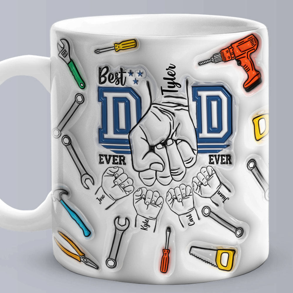 Personalized Names 3D Inflated Effect Printed Mug - Custom Gifts For Dad