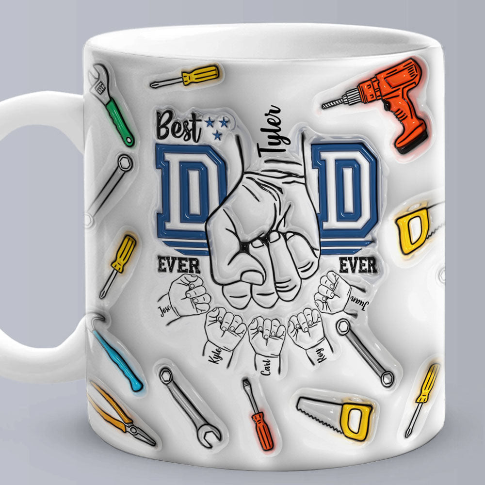 Personalized Names 3D Inflated Effect Printed Mug - Custom Gifts For Dad