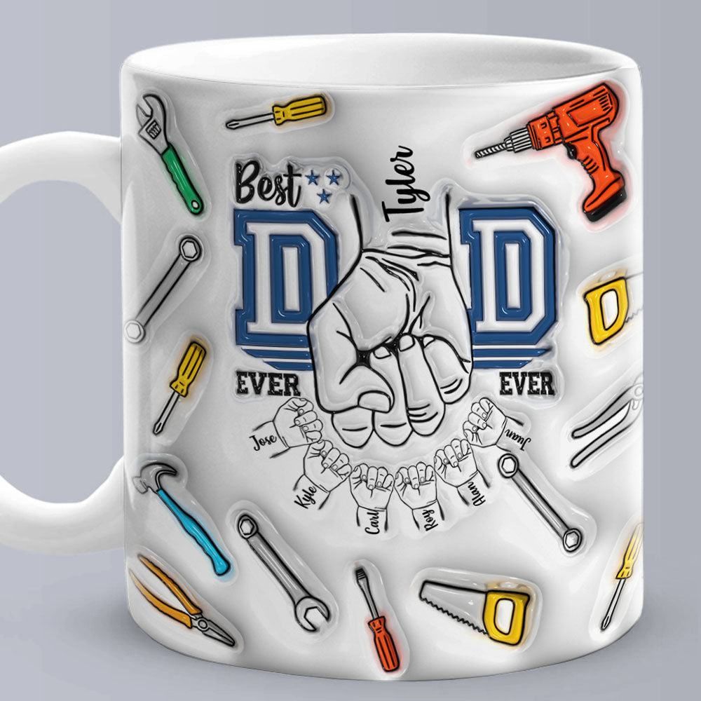 Personalized Names 3D Inflated Effect Printed Mug - Custom Gifts For Dad