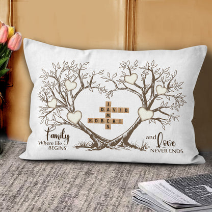 Love Never Ends Crossword Pillow Personalized Gift For Family