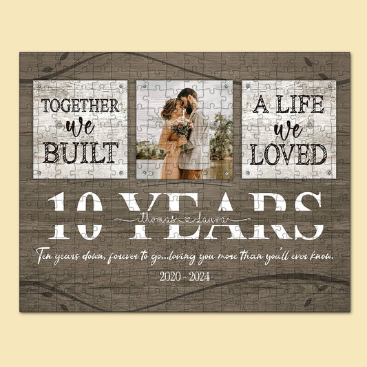 Personalized 10 Years Anniversary Gift  For Her, Tin Anniversary Gift For Him Custom Photo Together We Built A Life Puzzle