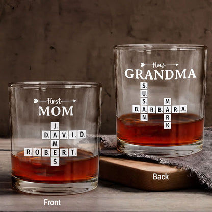 Now Grandma Crossword Puzzle Whiskey Glass Personalized Gift For Grandma