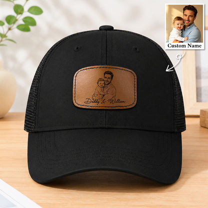 Personalized Photo Sketch Line Art Cap - Gift For Dad, Husband