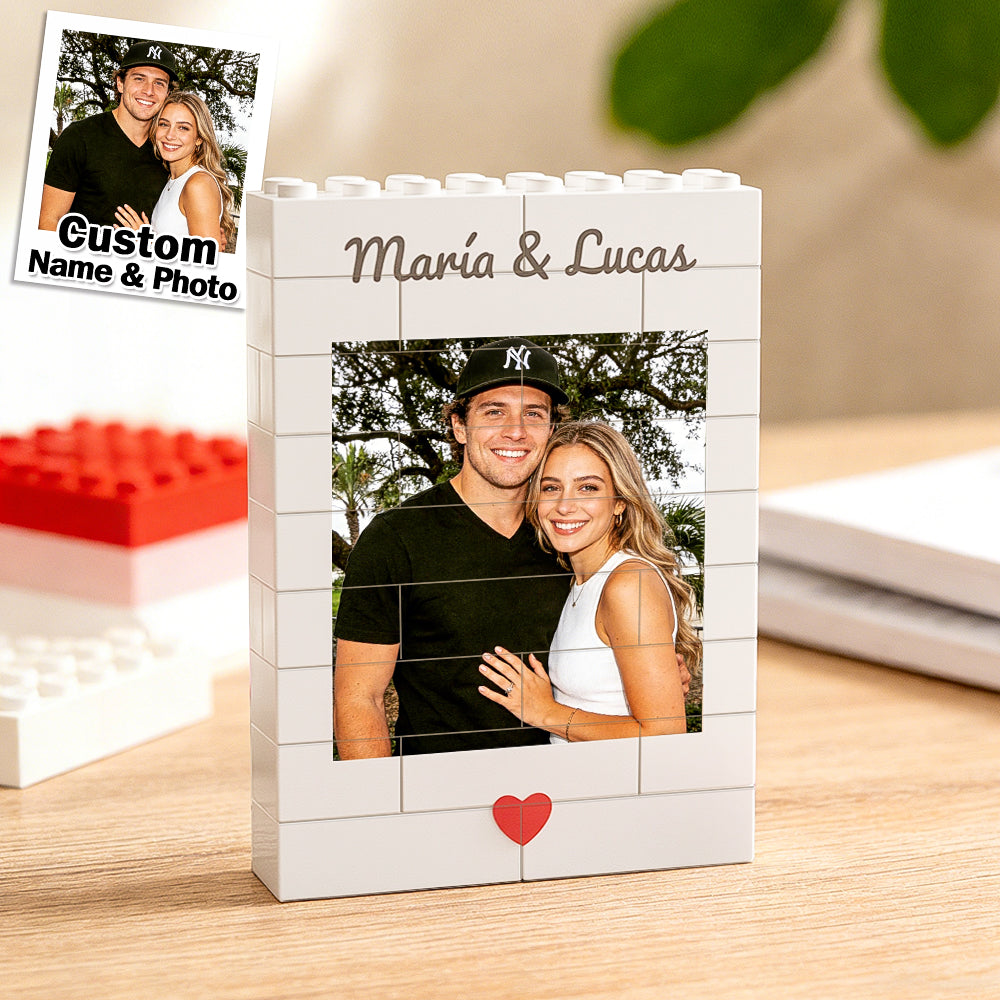 Personalized Photo Bricks Frame, Decor Gift For Couple