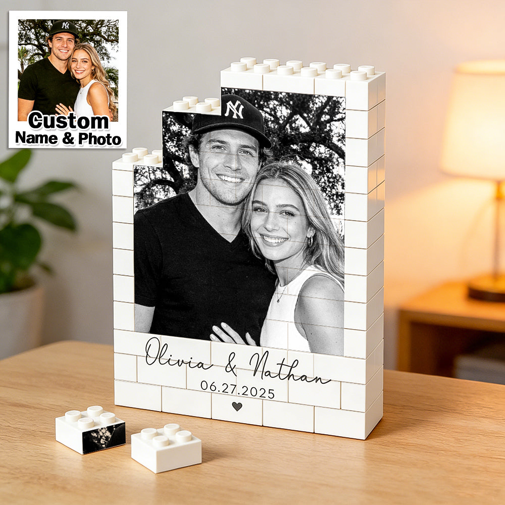 Personalized Photo Bricks Frame, Decor Gift For Couple