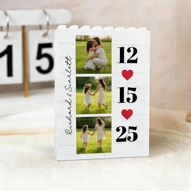 Personalized Photo Bricks Frame, Decor Gift For Couple