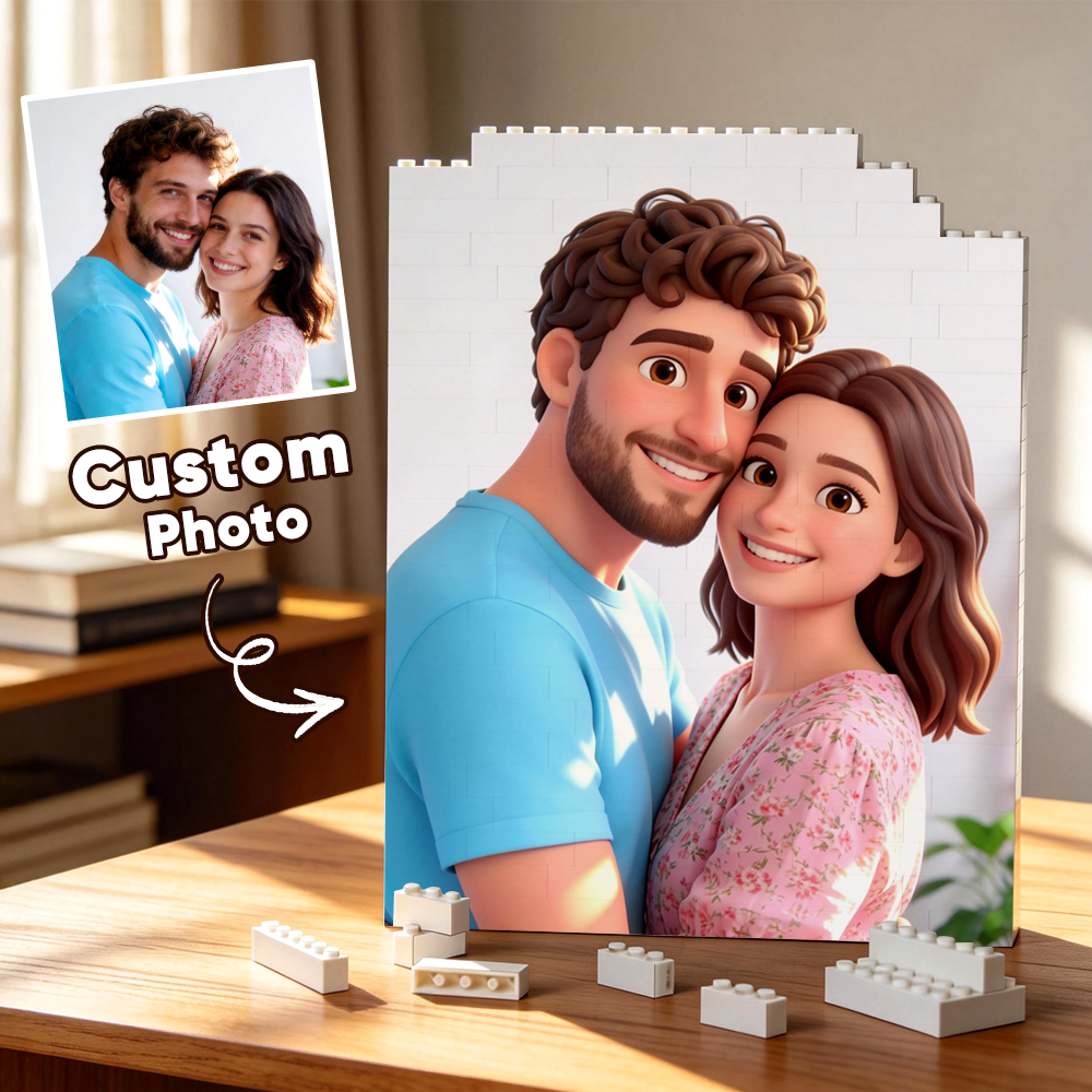 Personalized Photo Bricks Frame, Decor Gift For Couple