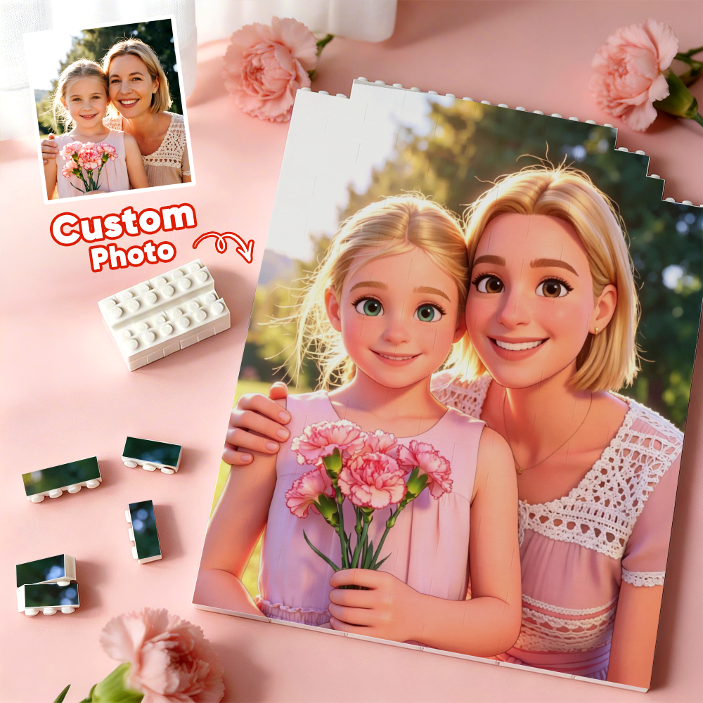 Personalized Photo Bricks Frame, Decor Gift For Couple