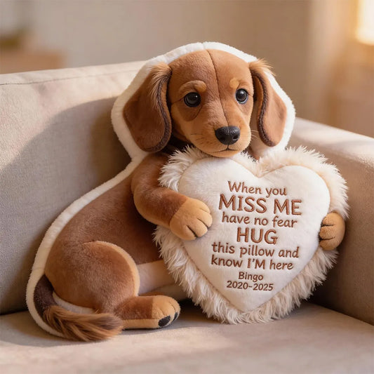 When You Miss Me Pillow Personalized Memorial Gifts For Pet Lover - Custom Photo with Heart Message