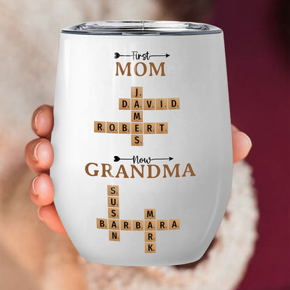 Now Grandma Crossword Puzzle Wine Tumbler Personalized Gift For Grandma