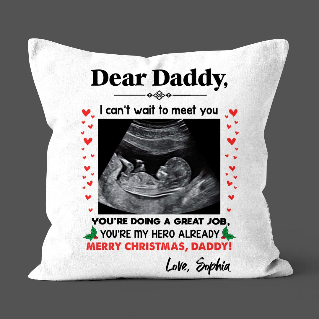 You're My Hero Christmas Throw Pillow Personalized Gift For Expecting Dad