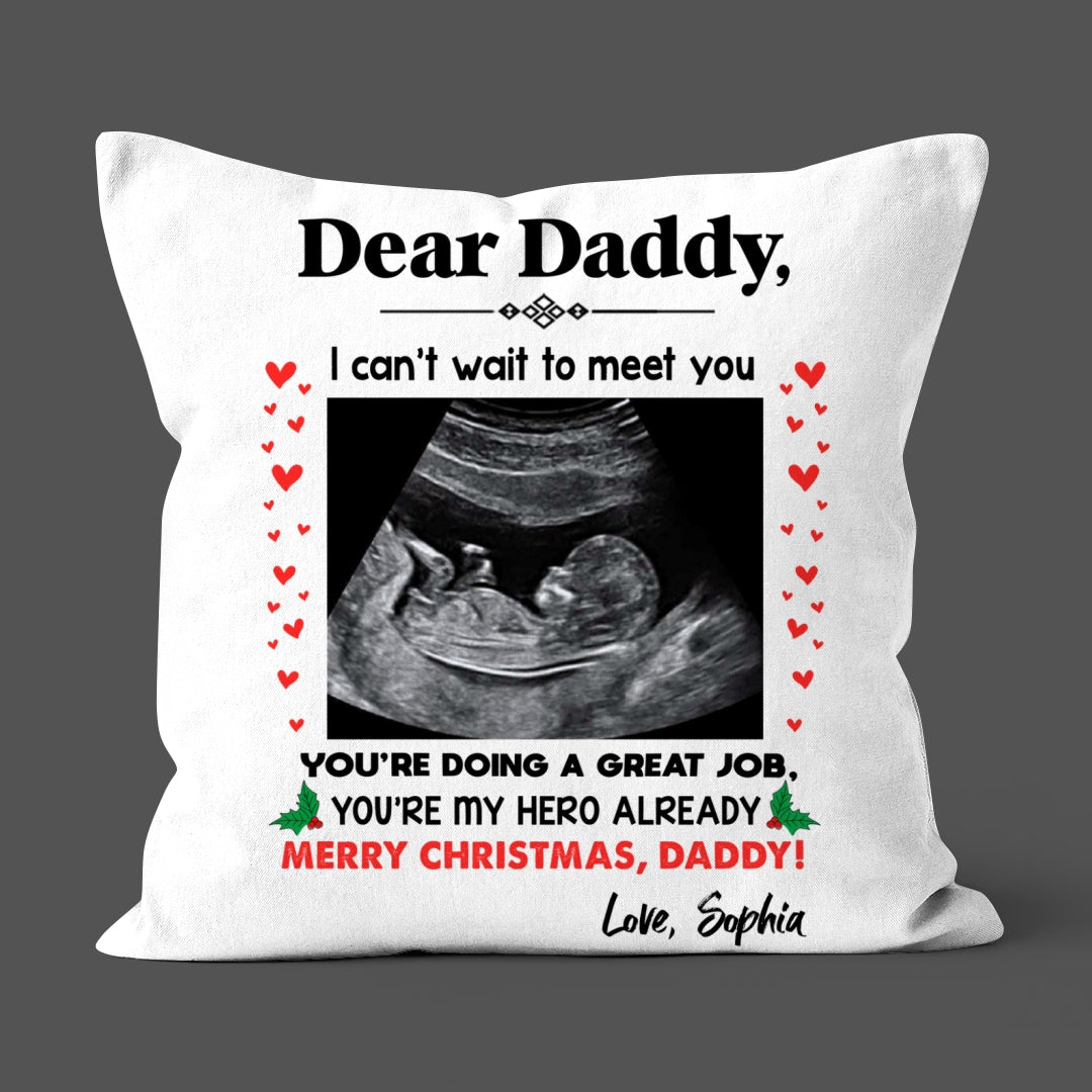 You're My Hero Christmas Throw Pillow Personalized Gift For Expecting Dad
