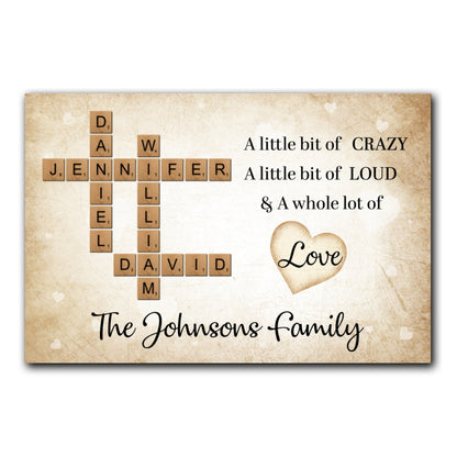 A Lot Of Love Crossword Puzzle Canvas Personalized Gifts For Family