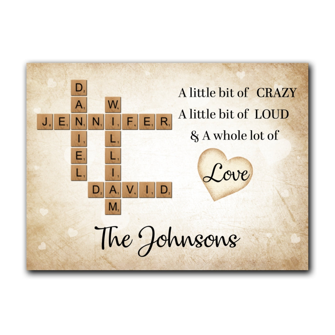 A Lot Of Love Crossword Puzzle Canvas Personalized Gifts For Family