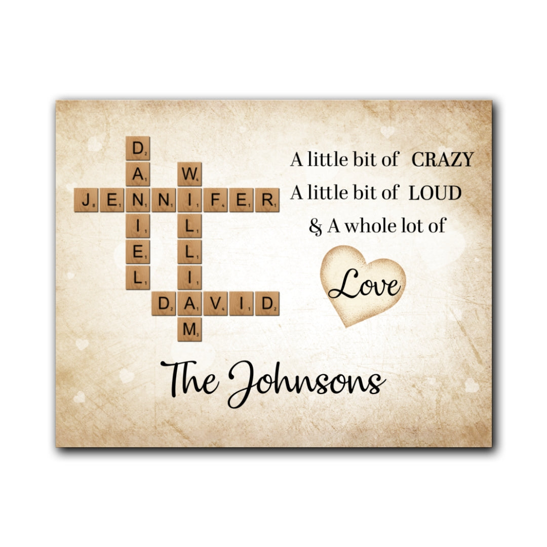 A Lot Of Love Crossword Puzzle Canvas Personalized Gifts For Family