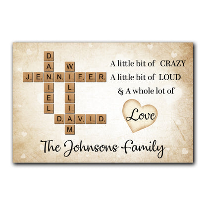 A Lot Of Love Crossword Puzzle Canvas Personalized Gifts For Family