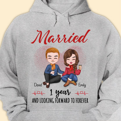 Married 1 Year Matching T-shirt Personalized Anniversary Gift For Couple