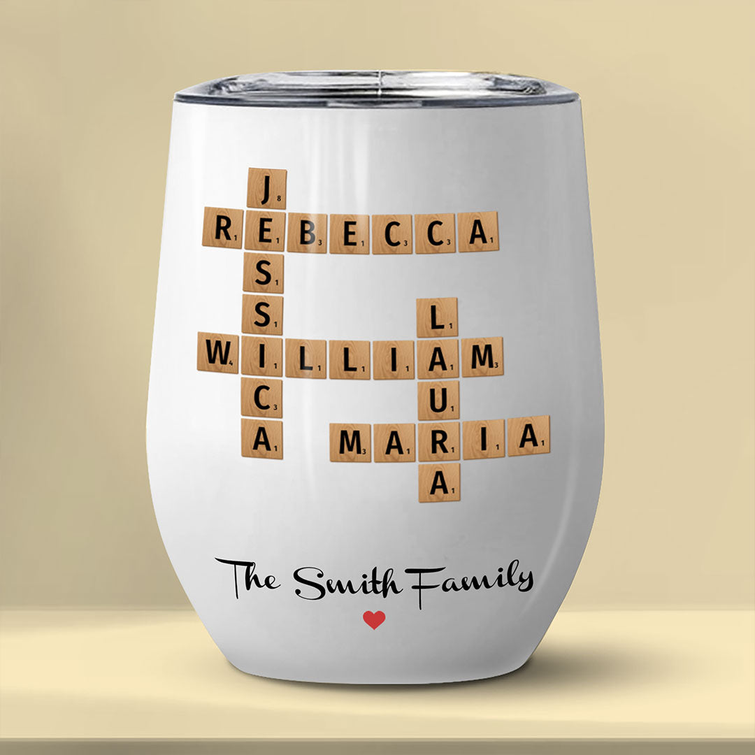 Family Names Crossword Puzzle Tumbler Personalized Gift For Family