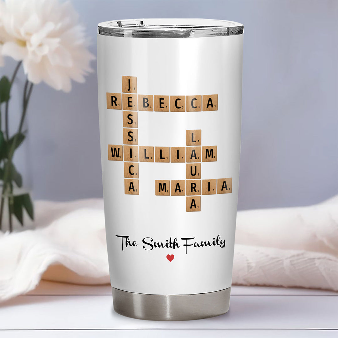 Family Names Crossword Puzzle Tumbler Personalized Gift For Family