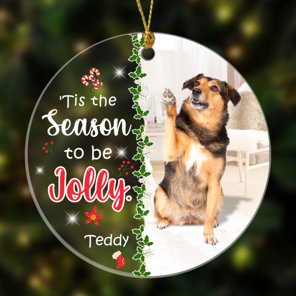 Tis The Season To Be Jolly Ornament Personalized Gift For Dog Lovers