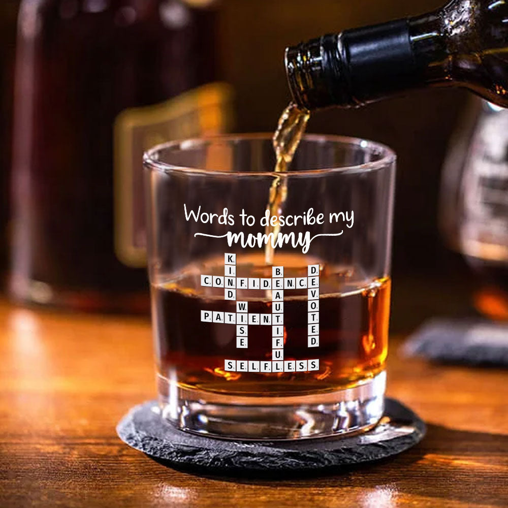 Words To Describe Mommy Crossword Whiskey Glass Personalized Gift For Mom