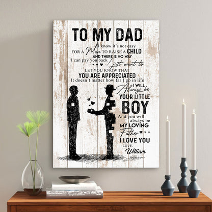 Little Boy To My Dad Canvas Personalized Gift For Dad From Son