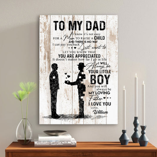 Little Boy To My Dad Canvas Personalized Gift For Dad From Son