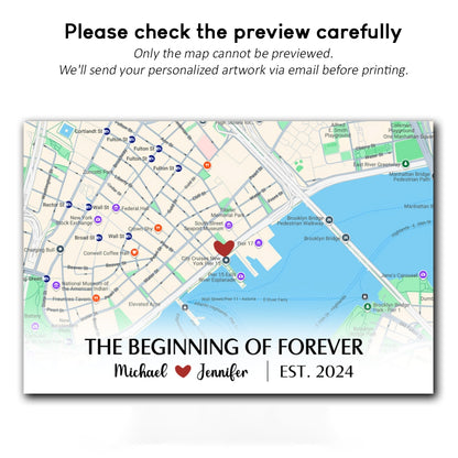 Beginning Of Forever Canvas Personalized Anniversary Gift For Couple