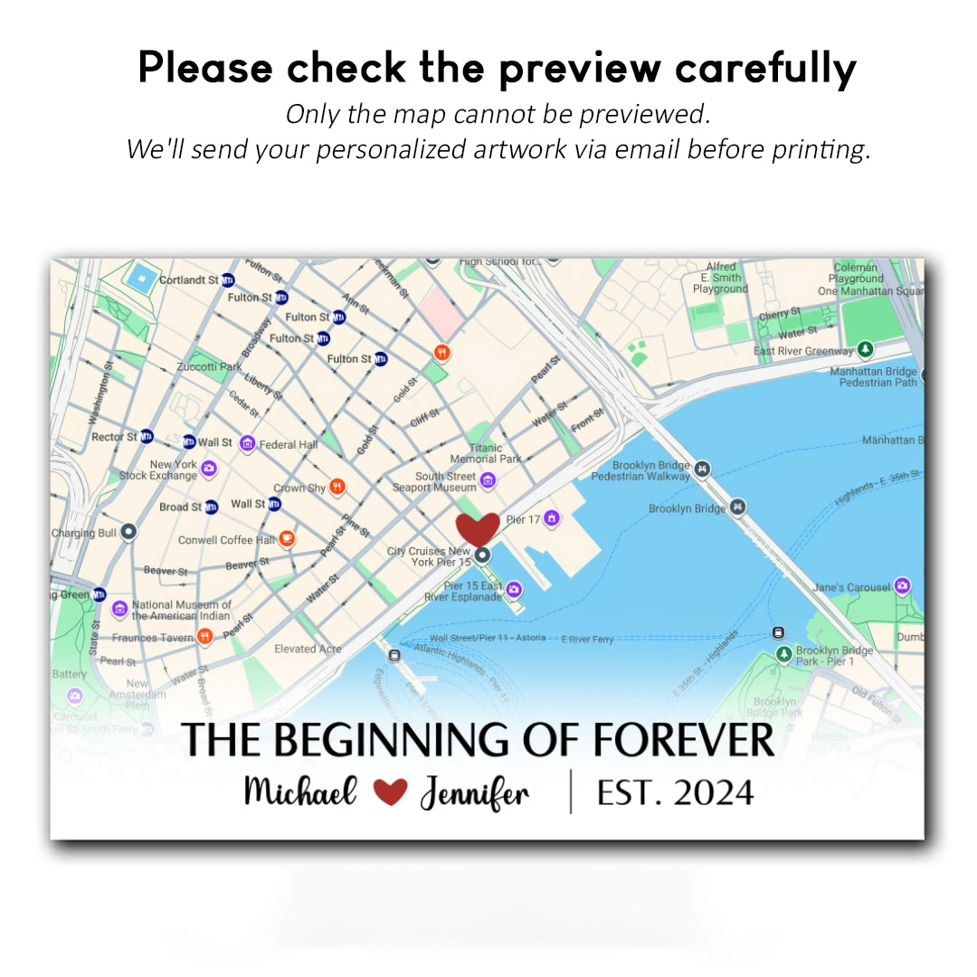 Beginning Of Forever Canvas Personalized Anniversary Gift For Couple